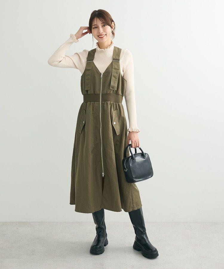 Green Parks「・swing by フリルハイネックリブニット」|ニット・セーター|