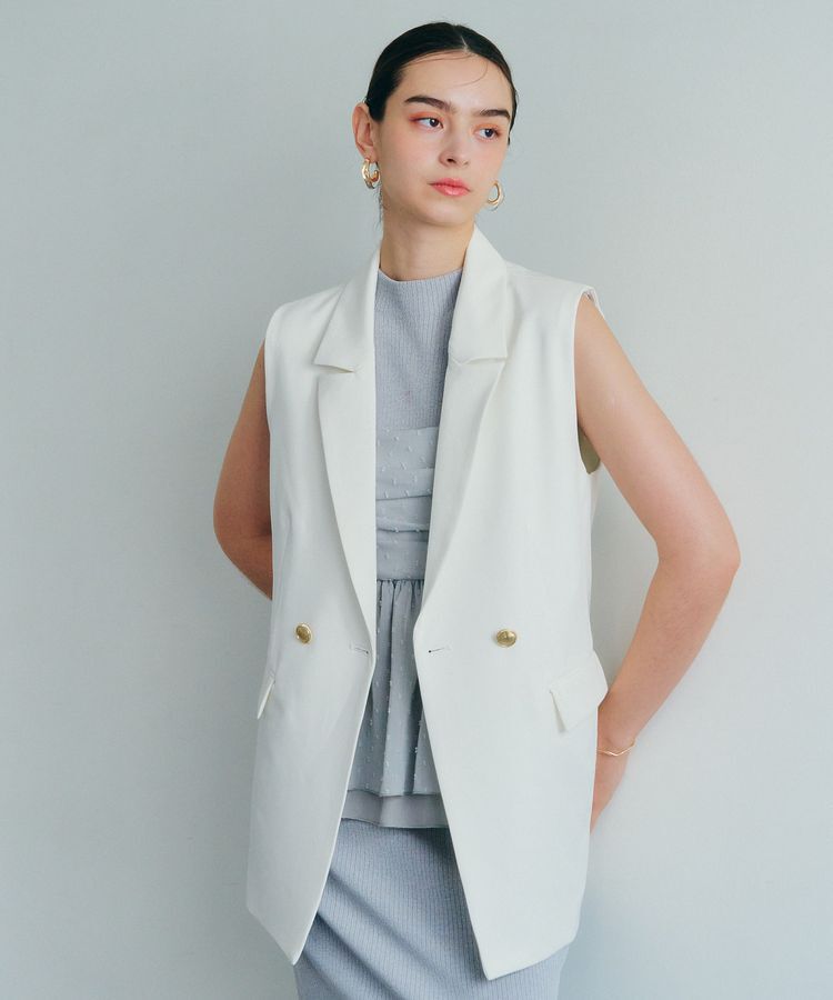 YECCA VECCA「金釦テーラードジレジャケット」|ベスト・ジレ|Off White