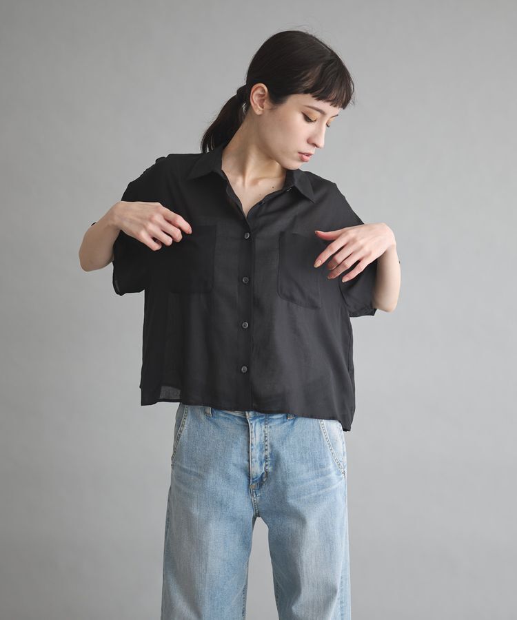 GARAGE OF GOOD CLOTHING「【日本製】ボイルローンハーフスリーブブラウス」|シャツ・ブラウス|