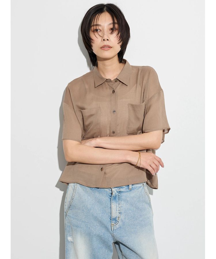 GARAGE OF GOOD CLOTHING「【日本製】ボイルローンハーフスリーブブラウス」|シャツ・ブラウス|Light brown