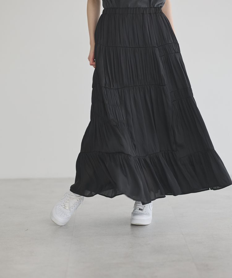 GARAGE OF GOOD CLOTHING「サテンティアードスカート」|フレア|