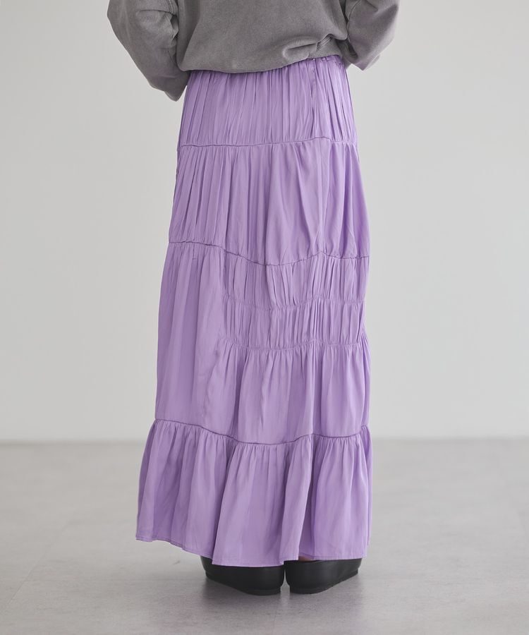 GARAGE OF GOOD CLOTHING「サテンティアードスカート」|フレア|