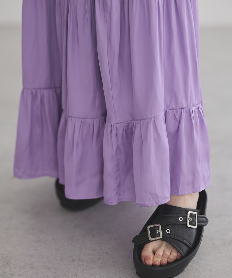 GARAGE OF GOOD CLOTHING「サテンティアードスカート」|フレア|