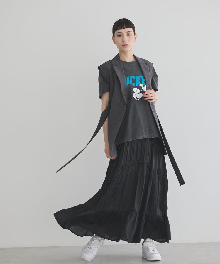 GARAGE OF GOOD CLOTHING「サテンティアードスカート」|フレア|