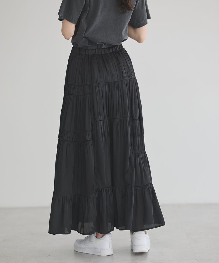 GARAGE OF GOOD CLOTHING「サテンティアードスカート」|フレア|