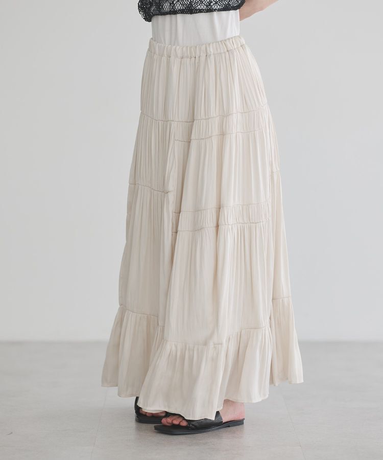 GARAGE OF GOOD CLOTHING「サテンティアードスカート」|フレア|