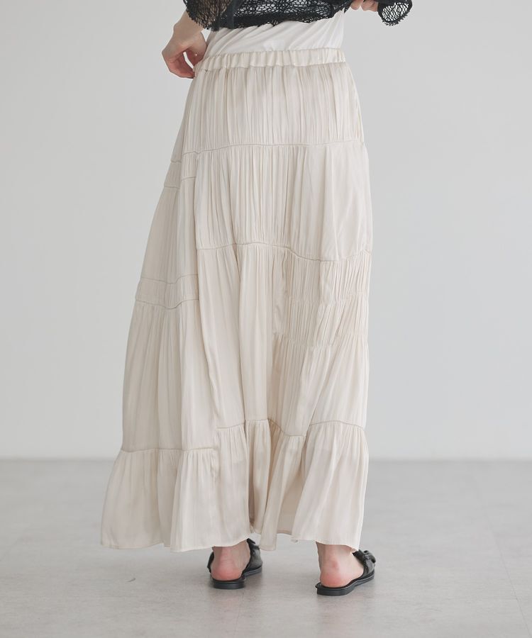 GARAGE OF GOOD CLOTHING「サテンティアードスカート」|フレア|