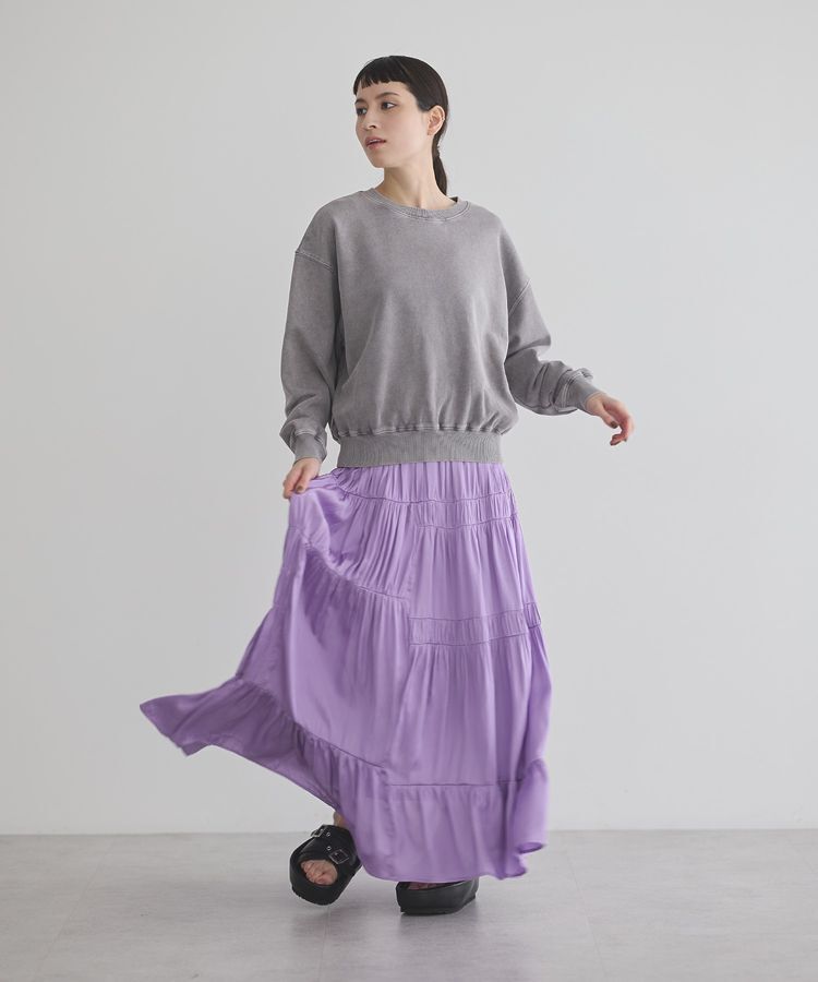 GARAGE OF GOOD CLOTHING「サテンティアードスカート」|フレア|