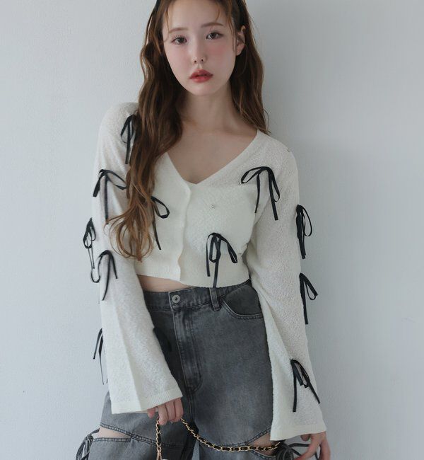  「リボンいっぱいカーディガン」|ニット・セーター|