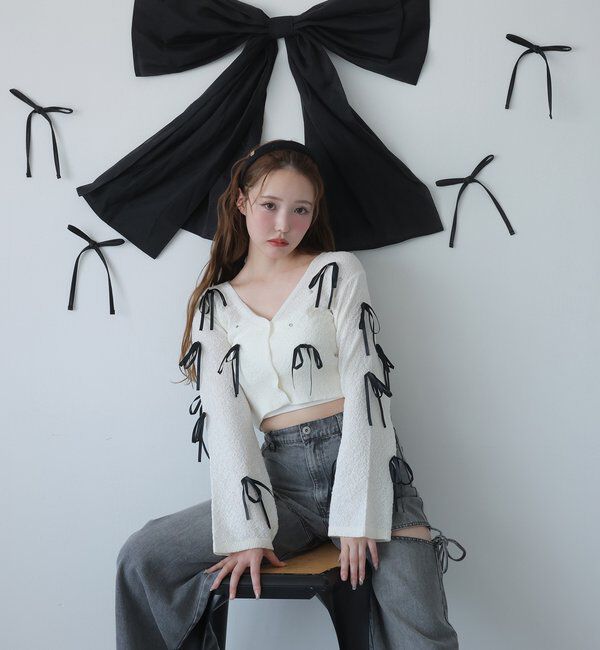  「リボンいっぱいカーディガン」|ニット・セーター|