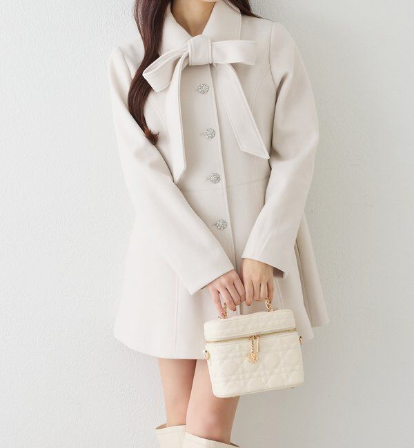  「【SＭサイズあり】リボン取り外し可能ミドルコート」|その他|