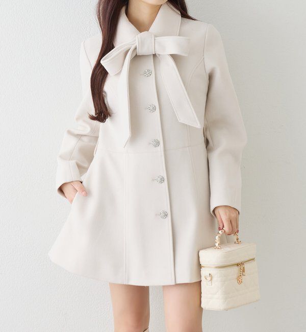  「【SＭサイズあり】リボン取り外し可能ミドルコート」|その他|