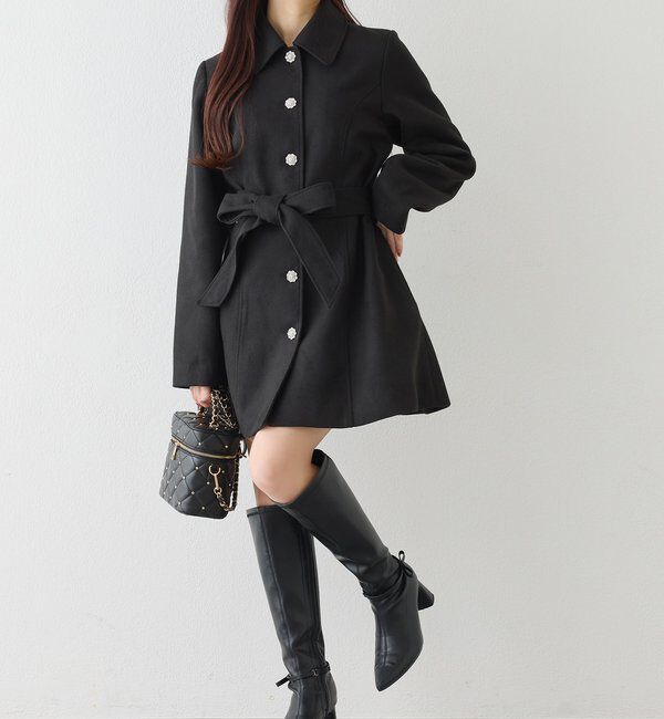  「【SＭサイズあり】リボン取り外し可能ミドルコート」|その他|