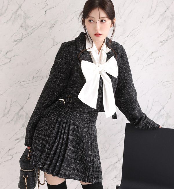  「【リボン取り外し可能】フロントギャザーボウタイシャツ」|シャツ・ブラウス|