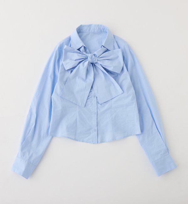  「【リボン取り外し可能】フロントギャザーボウタイシャツ」|シャツ・ブラウス|