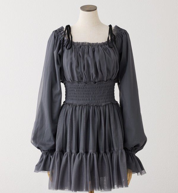  「シアー肩リボンチュニック」|シャツ・ブラウス|