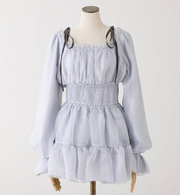  「シアー肩リボンチュニック」|シャツ・ブラウス|