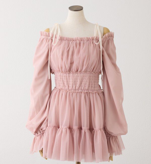  「シアー肩リボンチュニック」|シャツ・ブラウス|