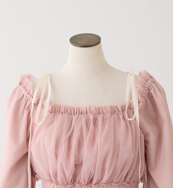  「シアー肩リボンチュニック」|シャツ・ブラウス|