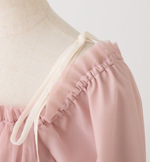  「シアー肩リボンチュニック」|シャツ・ブラウス|