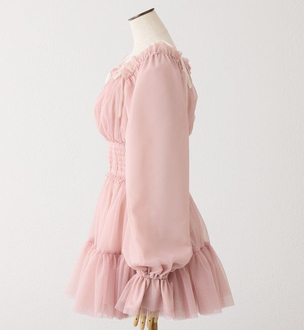  「シアー肩リボンチュニック」|シャツ・ブラウス|