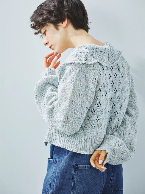 Samansa Mos2「テープヤーンラウンドカラーカーディガン」|カーディガン|