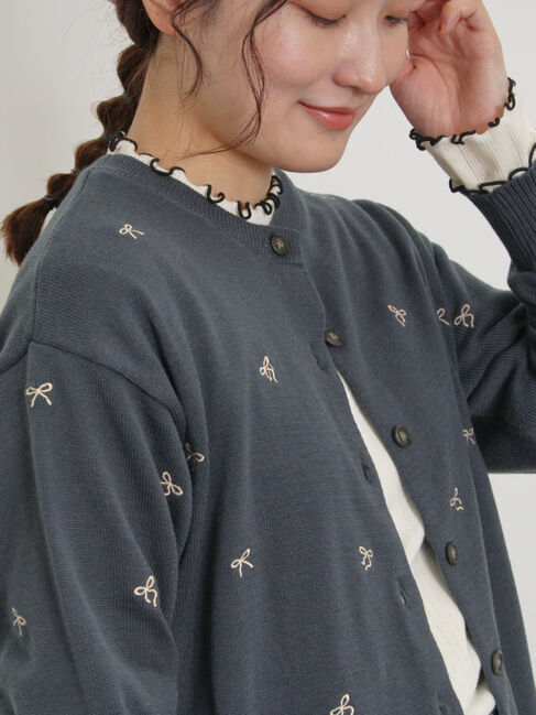 Samansa Mos2「リボン刺繍カーディガン」|カーディガン|