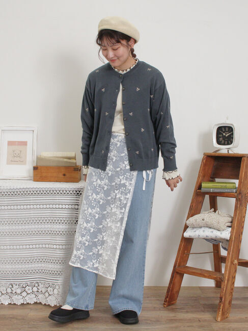 Samansa Mos2「リボン刺繍カーディガン」|カーディガン|