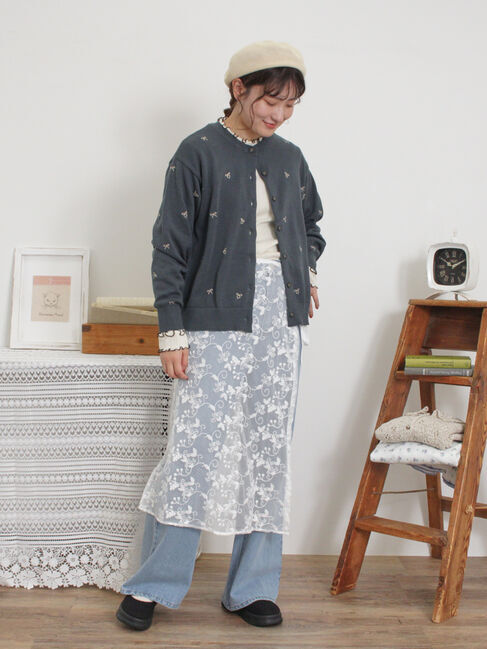 Samansa Mos2「リボン刺繍カーディガン」|カーディガン|