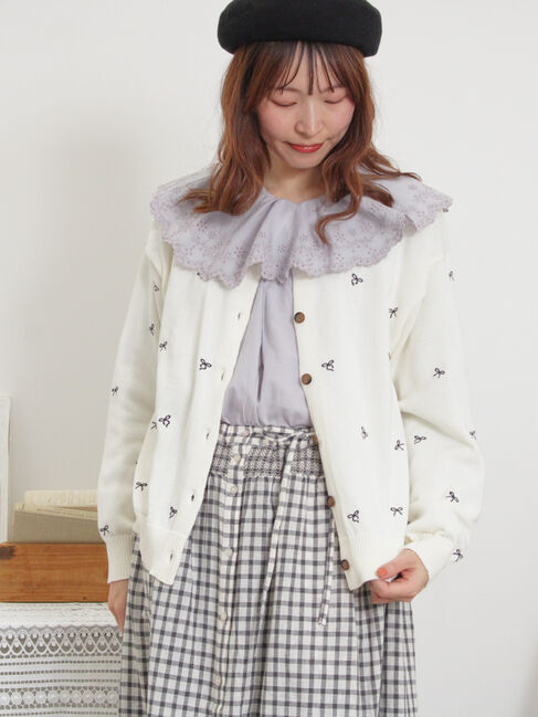Samansa Mos2「リボン刺繍カーディガン」|カーディガン|