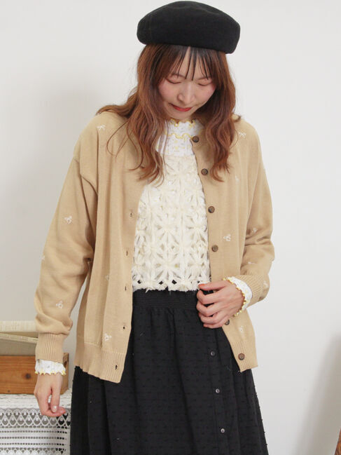 Samansa Mos2「リボン刺繍カーディガン」|カーディガン|