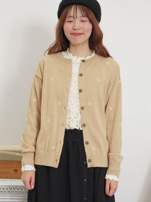 Samansa Mos2「リボン刺繍カーディガン」|カーディガン|