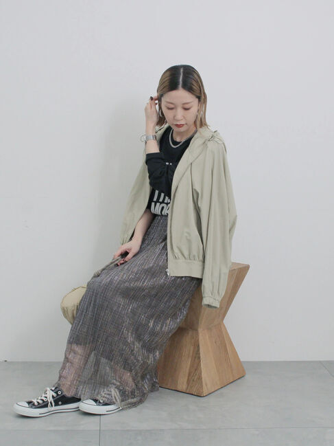 Samansa Mos2 blue「ラメプリーツアソート柄スカート」|スカート|