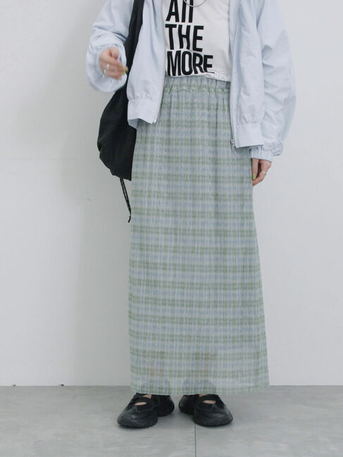 Samansa Mos2 blue「ラメプリーツアソート柄スカート」|スカート|