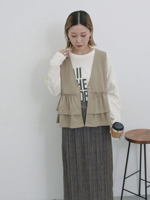 Samansa Mos2 blue「ラメプリーツアソート柄スカート」|スカート|