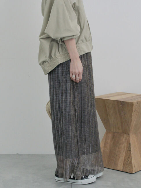 Samansa Mos2 blue「ラメプリーツアソート柄スカート」|スカート|