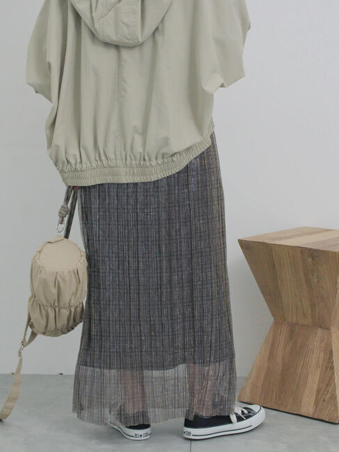 Samansa Mos2 blue「ラメプリーツアソート柄スカート」|スカート|