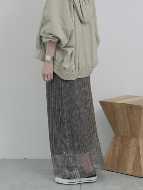 Samansa Mos2 blue「ラメプリーツアソート柄スカート」|スカート|