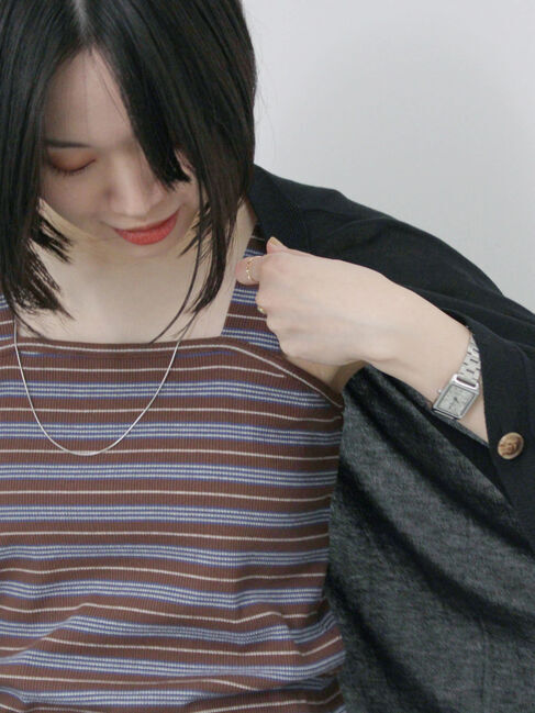 Samansa Mos2 blue「マルチボーダータンク」|Tシャツ・カットソー|