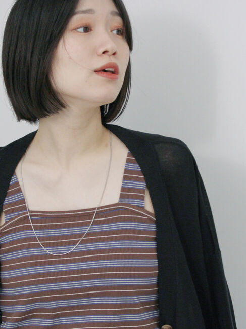 Samansa Mos2 blue「マルチボーダータンク」|Tシャツ・カットソー|