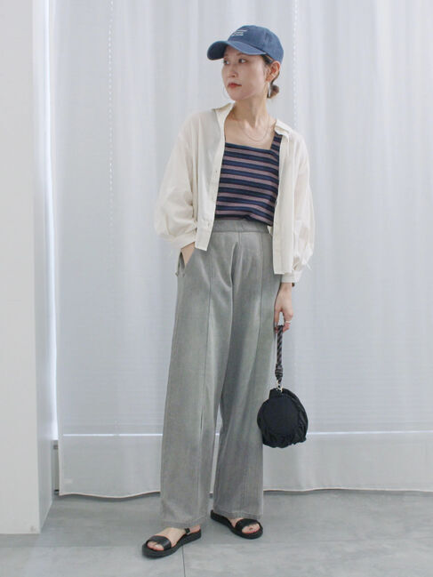 Samansa Mos2 blue「マルチボーダータンク」|Tシャツ・カットソー|