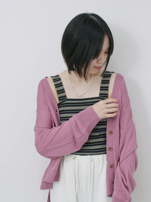 Samansa Mos2 blue「マルチボーダータンク」|Tシャツ・カットソー|