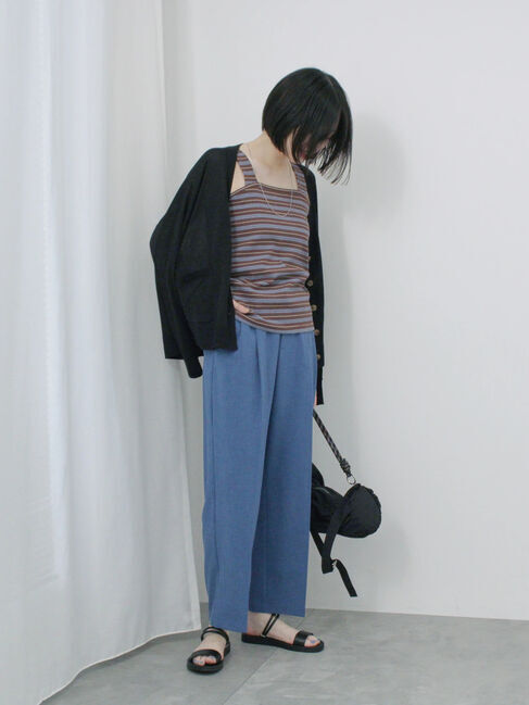 Samansa Mos2 blue「マルチボーダータンク」|Tシャツ・カットソー|