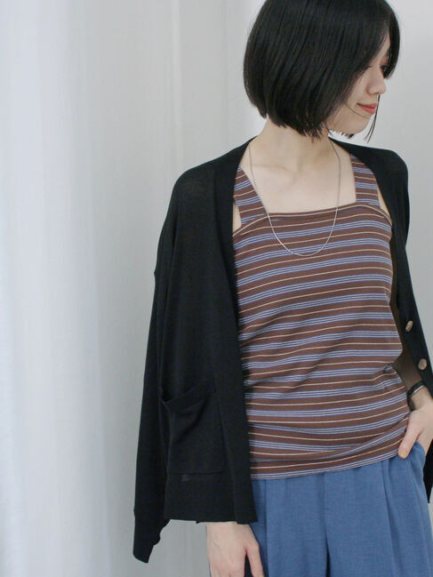 Samansa Mos2 blue「マルチボーダータンク」|Tシャツ・カットソー|