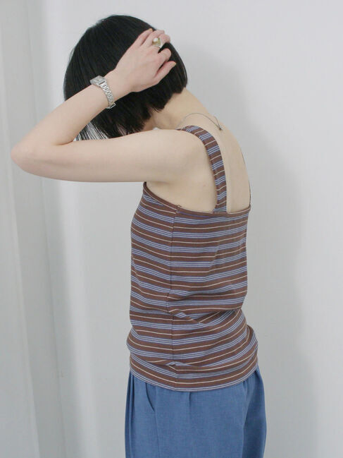 Samansa Mos2 blue「マルチボーダータンク」|Tシャツ・カットソー|