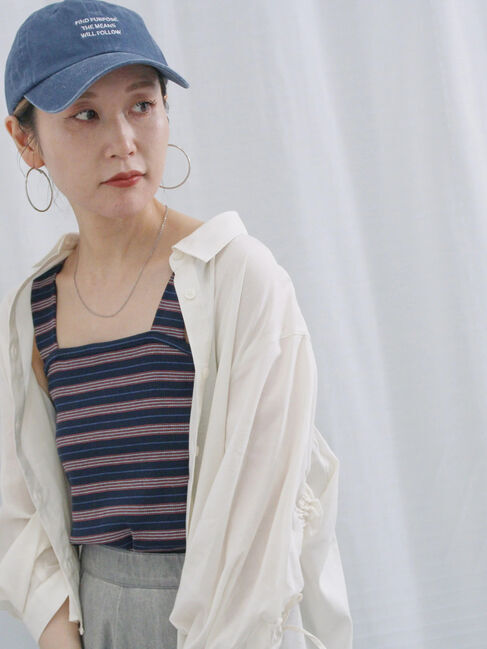 Samansa Mos2 blue「マルチボーダータンク」|Tシャツ・カットソー|