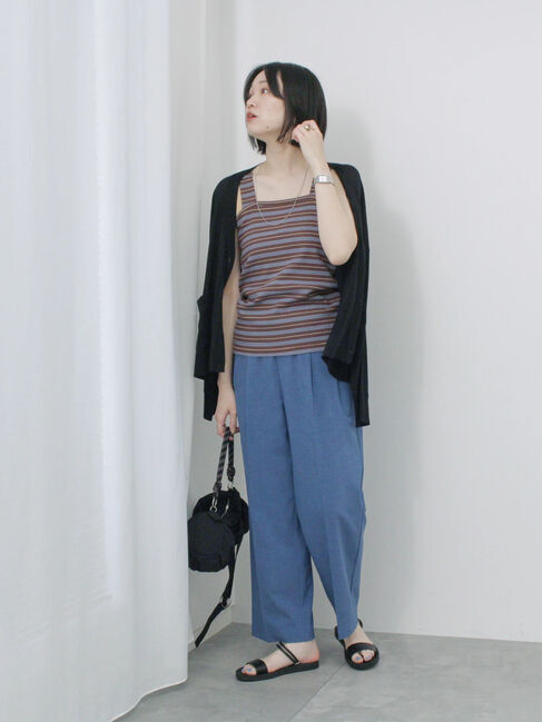 Samansa Mos2 blue「マルチボーダータンク」|Tシャツ・カットソー|