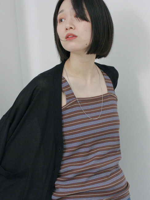 Samansa Mos2 blue「マルチボーダータンク」|Tシャツ・カットソー|