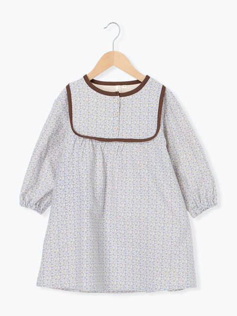 Samansa Mos2 Lagom「配色パイピング花柄ワンピース」|ワンピース|サックスブルー