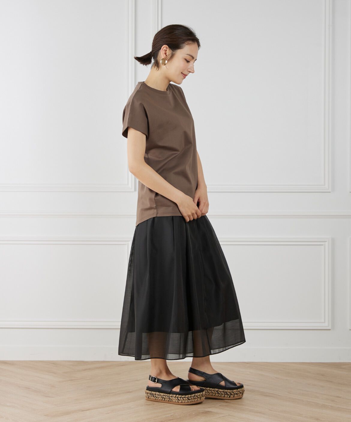 INED「《大きいサイズ》シアースカート」|フレア|